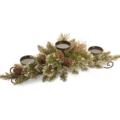 National Tree Company 30 in. Glittery Bristle Pine Centerpiece and Candle Holder