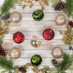 Online National Tree Company 13 in. Gold Xmas Ball Decor Set