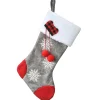 Online National Tree Company 18 in. Gray Christmas Stocking with Snowflakes