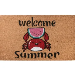 National Tree Company 30 in. Green Welcome Summer Crab and Watermelon Coir Doormat