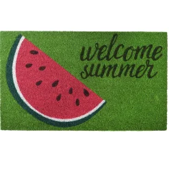 Online National Tree Company 30 in. Green Welcome Summer Watermelon Coir Doormat