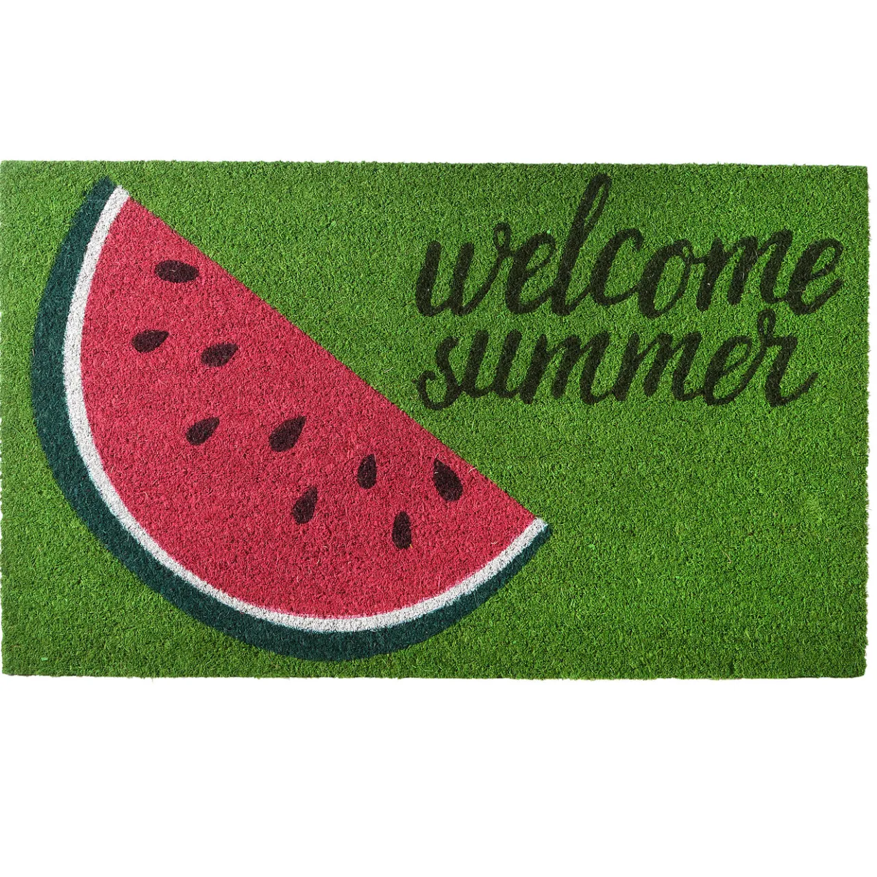 Online National Tree Company 30 in. Green Welcome Summer Watermelon Coir Doormat