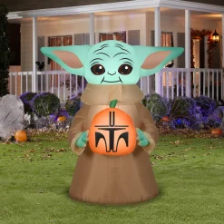 New National Tree Company 42 in. Halloween Baby Yoda Inflatable Decoration