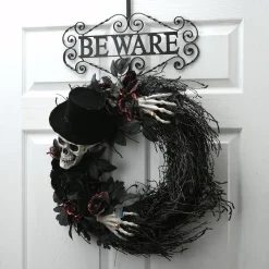 Discount National Tree Company 16 in. Halloween Beware Wreath Hanger
