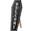 Online National Tree Company 28 in. Halloween Black Coffin Welcome Standup Sign Decoration