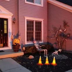 Clearance National Tree Company 23 in. Halloween Candy Corn Witches Hats Garden Stake Lawn Decoration with LED Lights