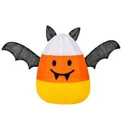 Outlet National Tree Company 27 in. Halloween Candy Corn Bat Outdoor Lawn Decoration with LED Lights