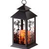 Clearance National Tree Company 12 in. Halloween Carved Images of Witches Haunted House Lantern with LED Lights