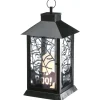 New National Tree Company 16 in. Halloween Carved Images of Bats and Cobwebs Lantern with LED Lights