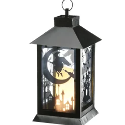 Outlet National Tree Company 16 in. Halloween Carved Images of Witches and Cobwebs Lantern with LED Lights