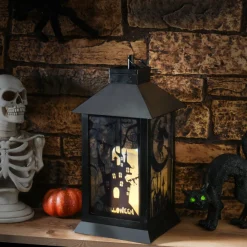 Outlet National Tree Company 16 in. Halloween Carved Images of Witches and Cobwebs Lantern with LED Lights