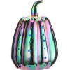 Discount National Tree Company 14 in. Halloween Ceramic Iridescent Purple Pumpkin with Multi Color Lights