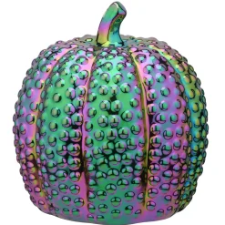 Best National Tree Company 10 in. Halloween Ceramic Iridescent Purple Pumpkin Decoration