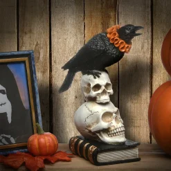 Online National Tree Company 11 in. Halloween Crow and Skulls Decoration