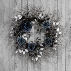 Hot National Tree Company 24 in. Halloween Deadwood and Roses Wreath