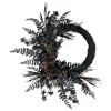 Clearance National Tree Company 18 in. Halloween Deep Purple Fern Sakura Half Wreath
