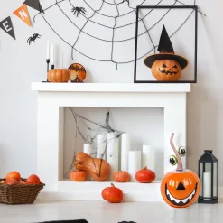 Online National Tree Company 15 in. Halloween Floating Eyes Metal Pumpkin Decoration