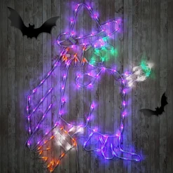 Clearance National Tree Company 46 in. Halloween Flying Witch Lighted Sign Decoration with LED Lights