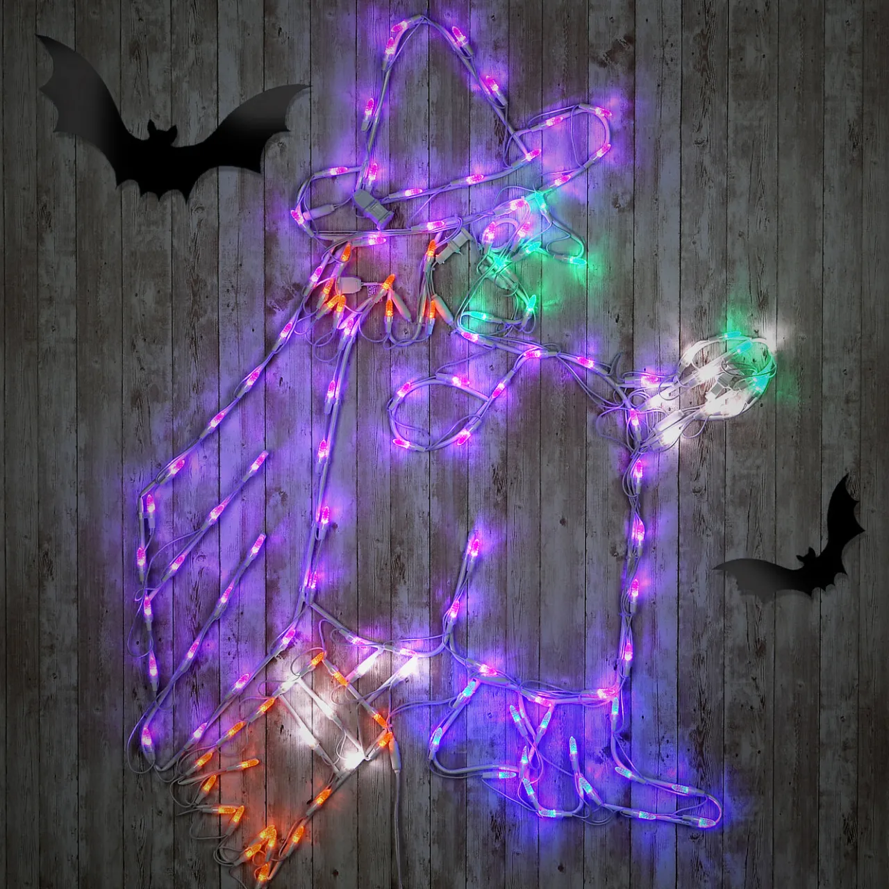 Clearance National Tree Company 46 in. Halloween Flying Witch Lighted Sign Decoration with LED Lights