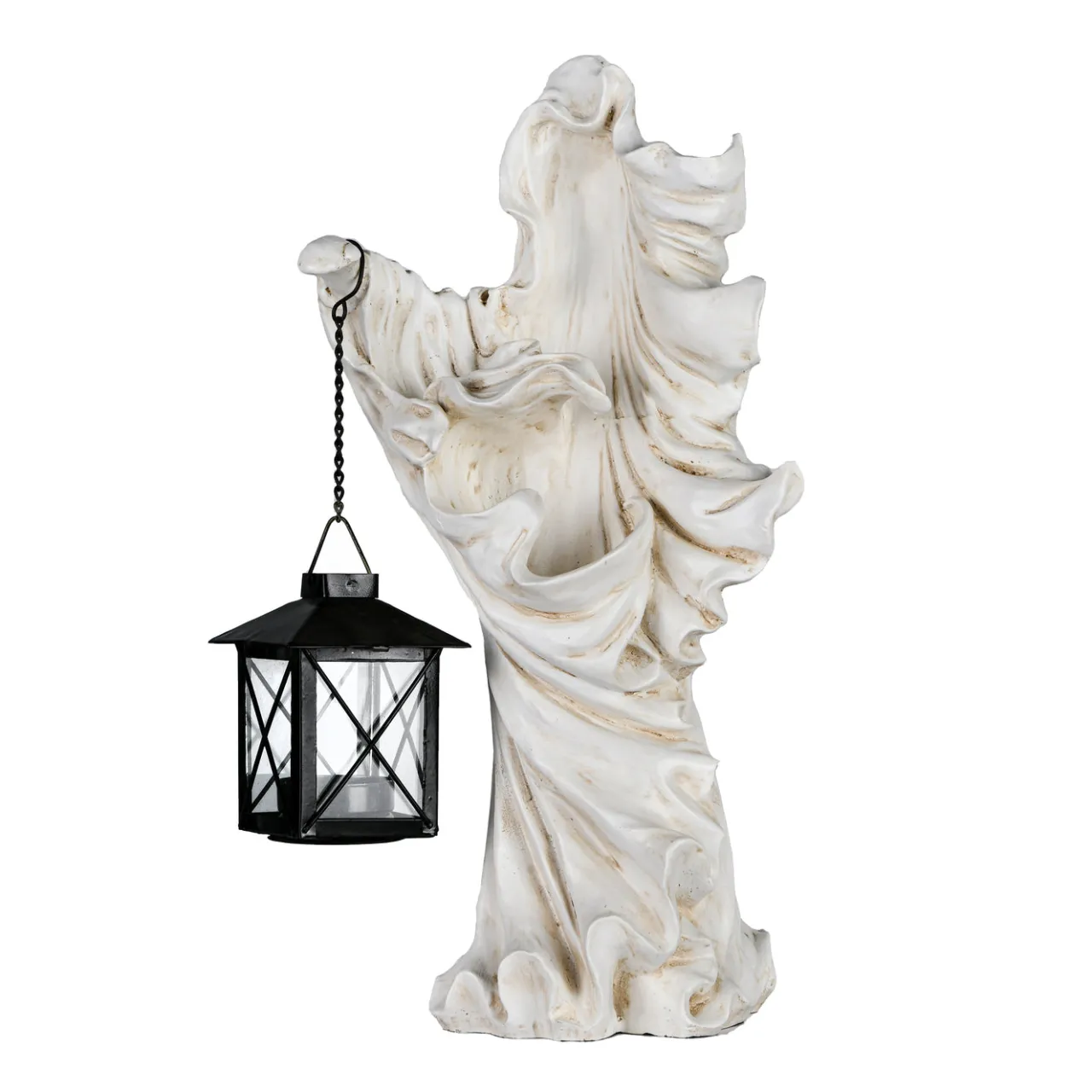 Discount National Tree Company 14 in. Halloween Ghost with Lantern Holds One Candle Tabletop Decoration
