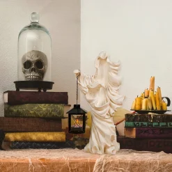Discount National Tree Company 14 in. Halloween Ghost with Lantern Holds One Candle Tabletop Decoration