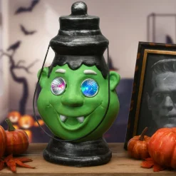 National Tree Company 12 in. Halloween Green Frankenstein Lantern with LED Lights
