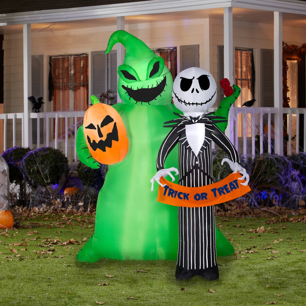 Clearance National Tree Company 78 in. Halloween Jack Skellington and Oogie Boogie Inflatable Decoration