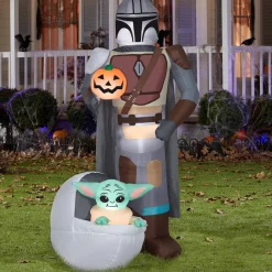 Online National Tree Company 78 in. Halloween Mandalorian and The Child with Pumpkin Airblown Inflatable Decoration