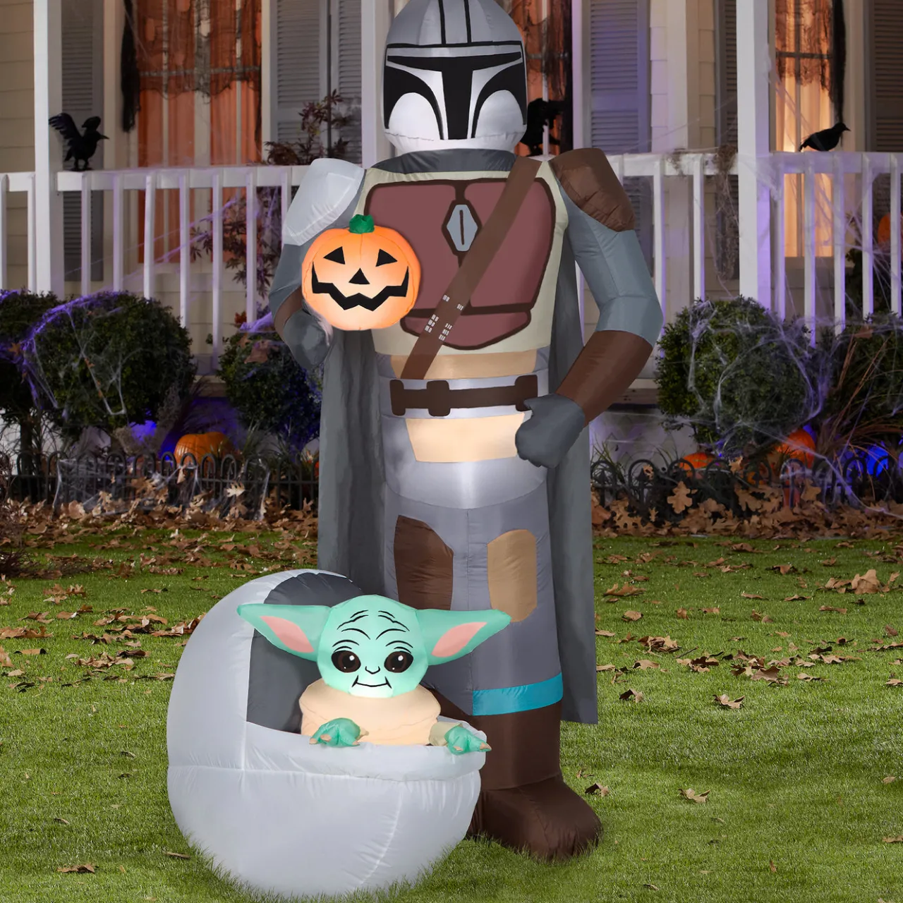 Online National Tree Company 78 in. Halloween Mandalorian and The Child with Pumpkin Airblown Inflatable Decoration