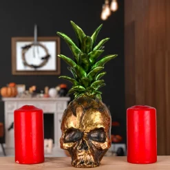 Sale National Tree Company 14 in. Halloween Pineapple Skull Tabletop Decoration