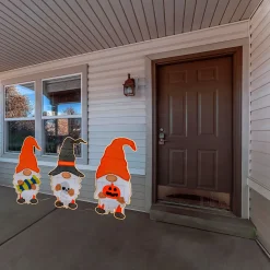 Online National Tree Company 30 in. Halloween Pre Lit Gnome Trio Outdoor Lawn Decoration with LED Lights