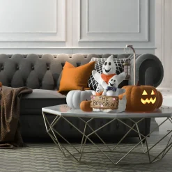 Online National Tree Company 21 in. Halloween Pre-Lit 3 Ghosts with The Boo Crew Sign Table Decoration and Multi Color LED Lights