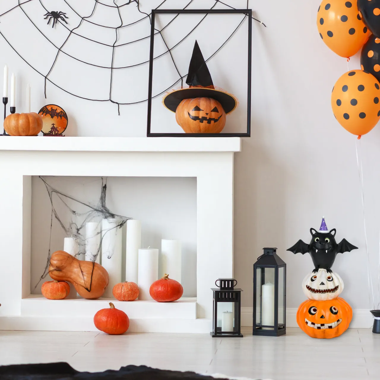Discount National Tree Company 22 in. Halloween Pre-Lit Bat Standing on Pumpkins Tabletop Decoration with LED Lights