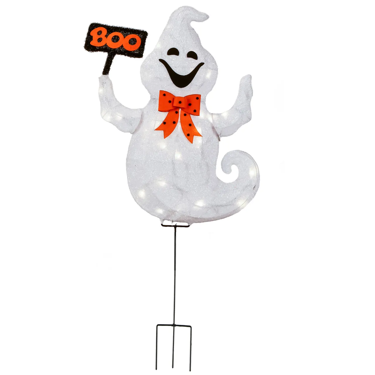 National Tree Company 31 in. Halloween Pre-Lit Boo Ghost Lawn Decoration with LED Lights