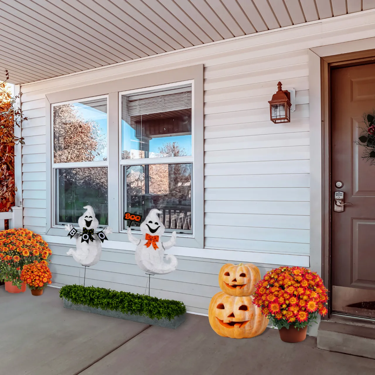 National Tree Company 31 in. Halloween Pre-Lit Boo Ghost Lawn Decoration with LED Lights