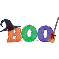 Clearance National Tree Company 23 in. Halloween Pre-Lit BOO Light Up Sign Outdoor Decoration with LED Lights