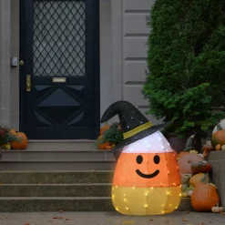 Sale National Tree Company 28 in. Halloween Pre-Lit Candy Corn Witch Outdoor Decoration with LED Lights