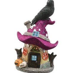 Sale National Tree Company 10 in. Halloween Pre-Lit Haunted Mushroom House Decoration with LED Lights
