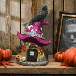 Sale National Tree Company 10 in. Halloween Pre-Lit Haunted Mushroom House Decoration with LED Lights
