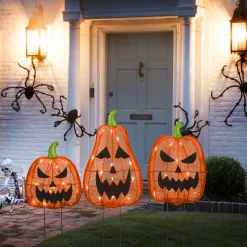 Online National Tree Company 26 in. Halloween Pre-Lit Jack-O-Lantern Garden Stakes