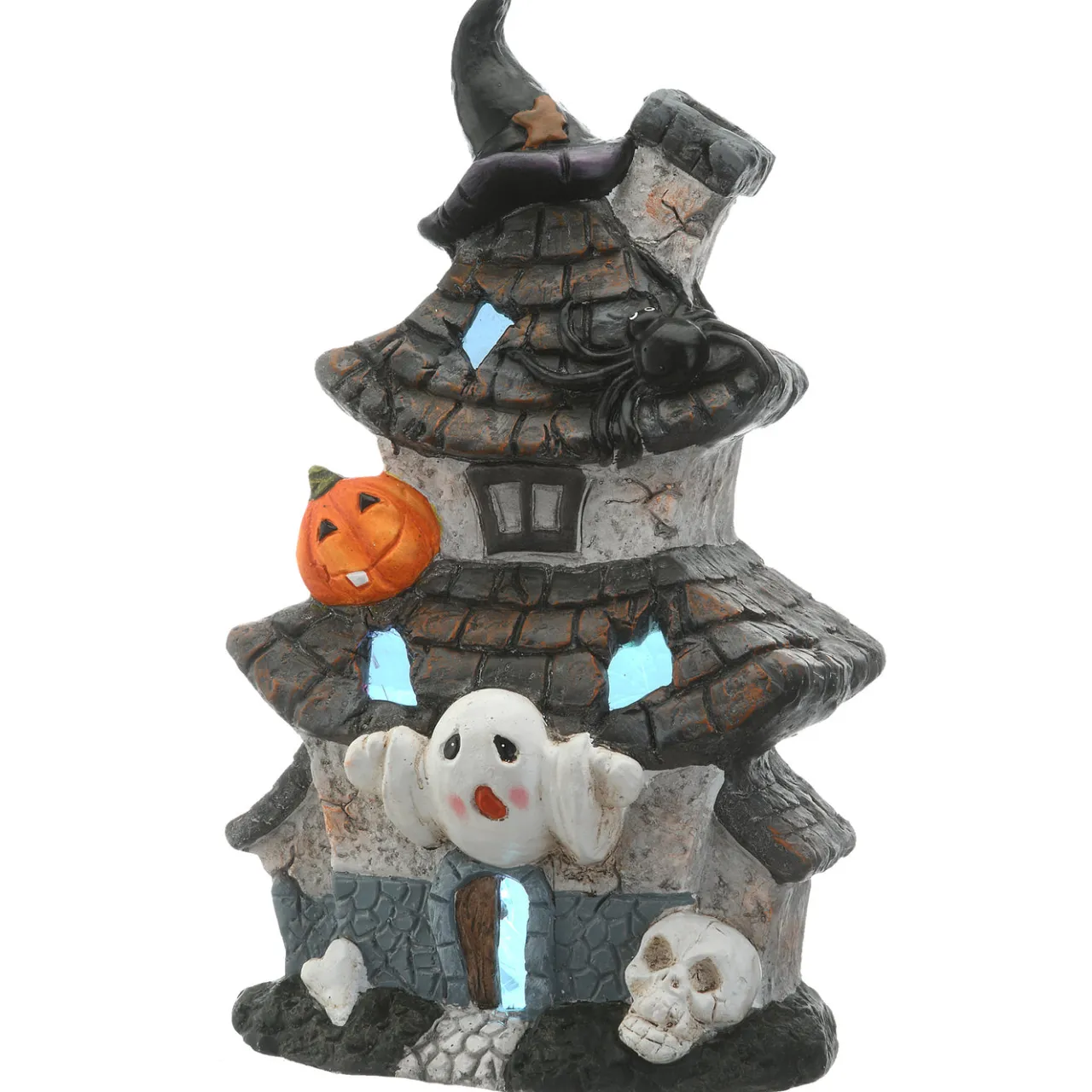 National Tree Company 18 in. Halloween Pre-Lit Multilevel Haunted House Decoration with LED Lights