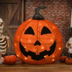 Discount National Tree Company 16 in. Halloween Pre-Lit Smiling Jack O Lantern Outdoor Decoration with LED Lights