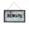 Clearance National Tree Company 18 in. Halloween Pre-Lit Sound Activated Animated Hanging Door Sign with LED Lights