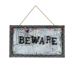 Clearance National Tree Company 18 in. Halloween Pre-Lit Sound Activated Animated Hanging Door Sign with LED Lights