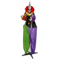 New National Tree Company 67 in. Halloween Pre-Lit Sound Activated Animated Spooky Clown with LED Lights