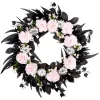 Best National Tree Company 26 in. Halloween Pretty Morbid Pink Carnation Wreath with Silver Pumpkins