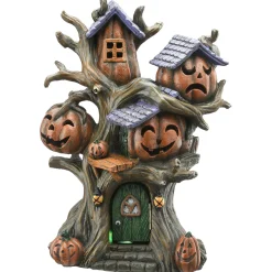 Discount National Tree Company 12 in. Halloween Pumpkin Tree House with Multi Color LED Lights