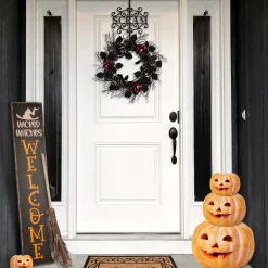 Online National Tree Company 16 in. Halloween Scram Metal Wreath Hanger