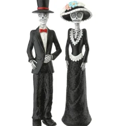 Sale National Tree Company 13 in. Halloween Skeleton Couple in Formal Attire Decoration