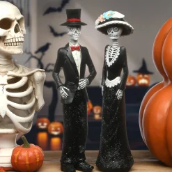 Sale National Tree Company 13 in. Halloween Skeleton Couple in Formal Attire Decoration